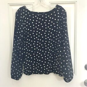 LOFT Polka Dot Top *Knit Body w/ Chiffon Sleeves*